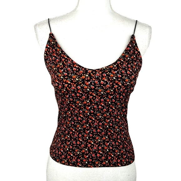 Vibe Sportswear Y2K 90's Floral Cropped V-Neck Tank Top Size XS - Picture 1 of 6